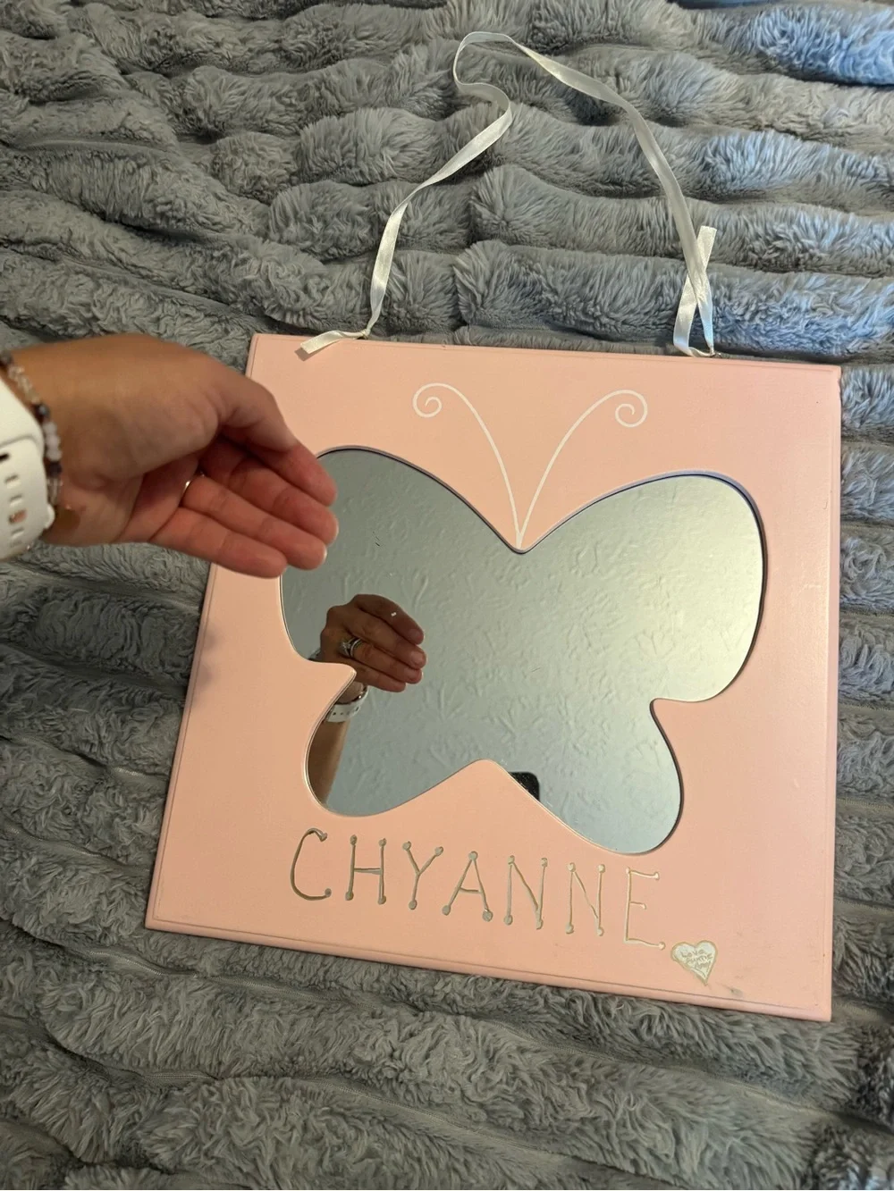 Personalized Pink Butterfly Wall Mirror - 12in x 12in